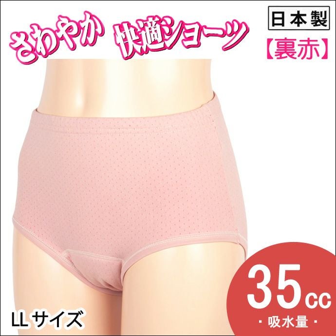 【Nojima】【赤の魔法(裏赤)】さわやか快適ショーツ【パッド部35cc】【LL】綿100%/日本製/尿漏れショーツ失禁女性用