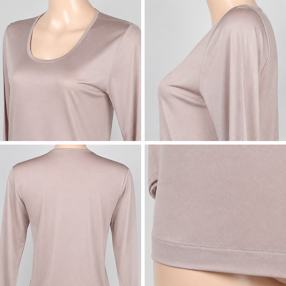 【正絹シルク100%・天竺編み】女性肌着【8分袖シャツ】【NT390】【M/L/LL】