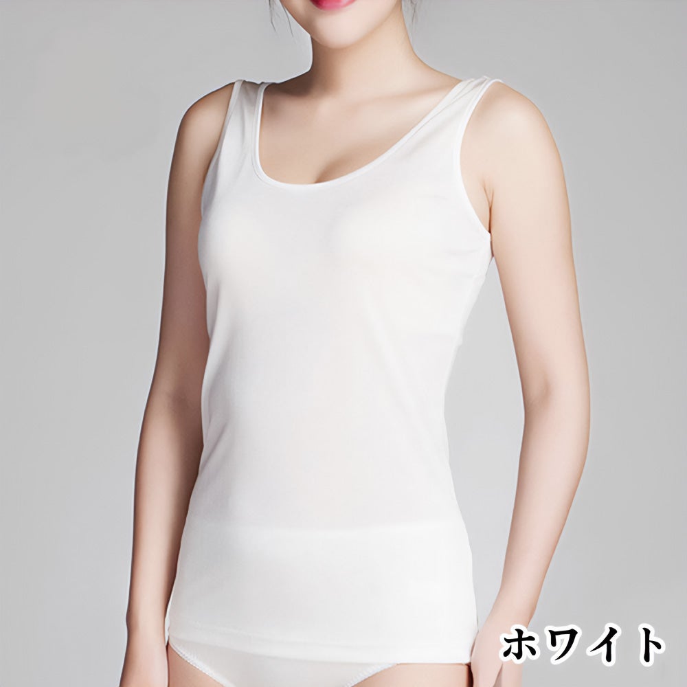 タンクトップ【M/L】ホワイト・ブラック・ベージュ・レッド/シルク100%
