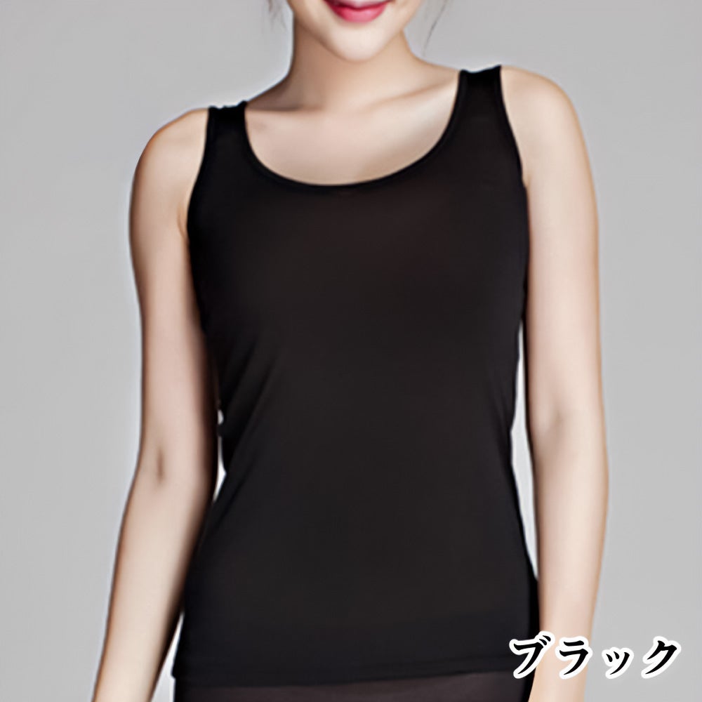 タンクトップ【M/L】ホワイト・ブラック・ベージュ・レッド/シルク100%